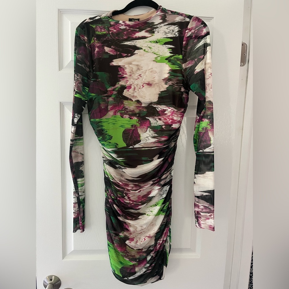 AFRM Multicolor Abstract Long Sleeve Dress